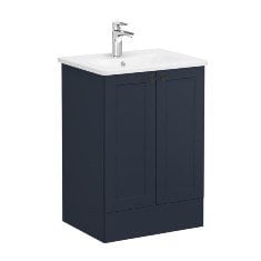 Vitra Root Classic 68762 Lavabo Dolabı, Kapaklı, 60 Cm, Yerden, Mat Lacivert, Yuvarlak Lavabolu